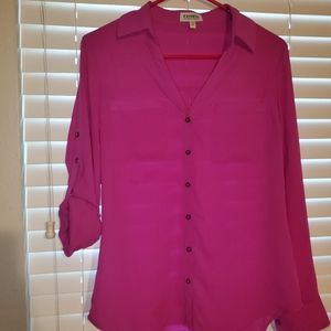 Fuchsia button-up business shirt express